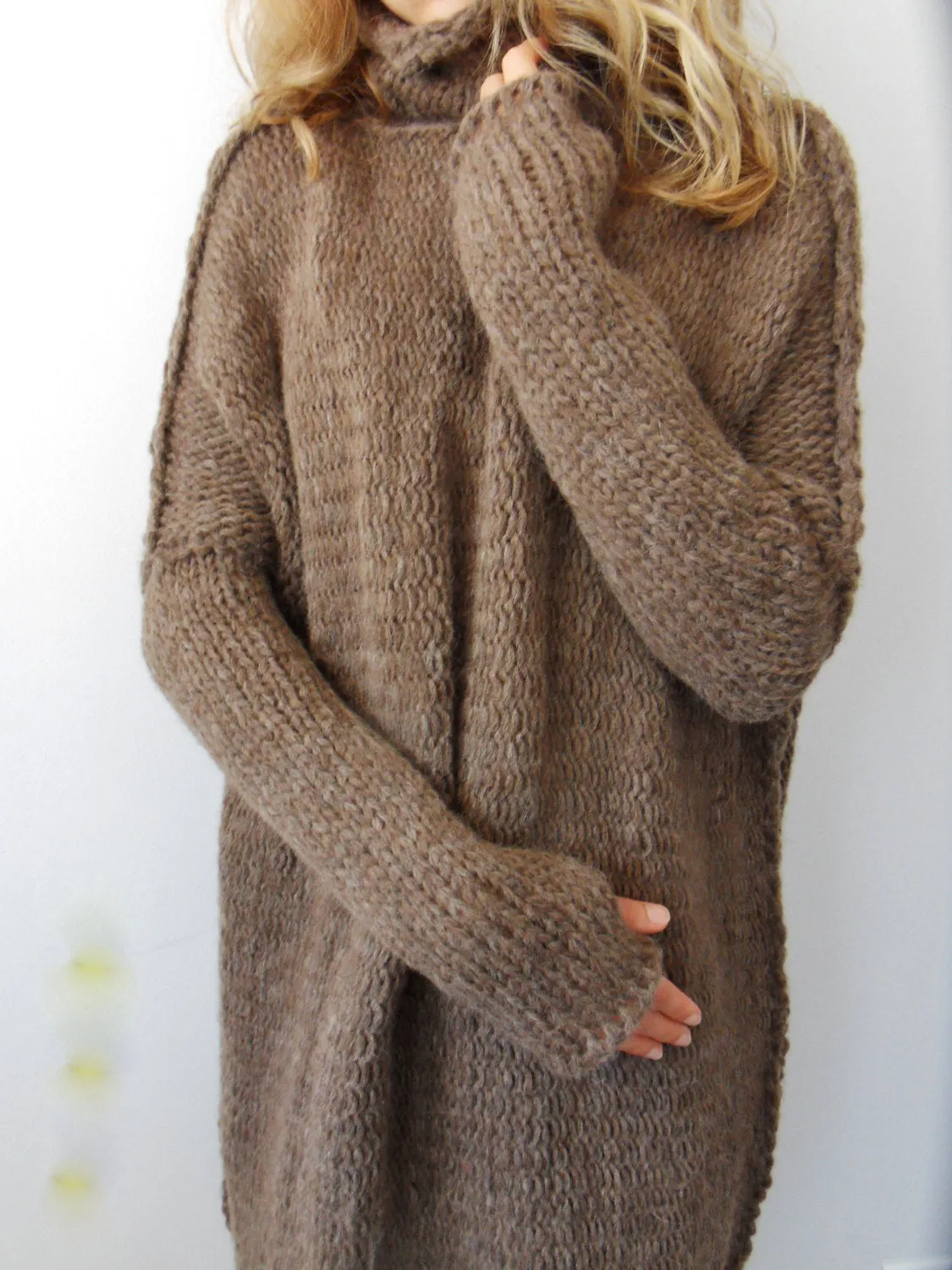 Brown alpaca wool knit  sweater.