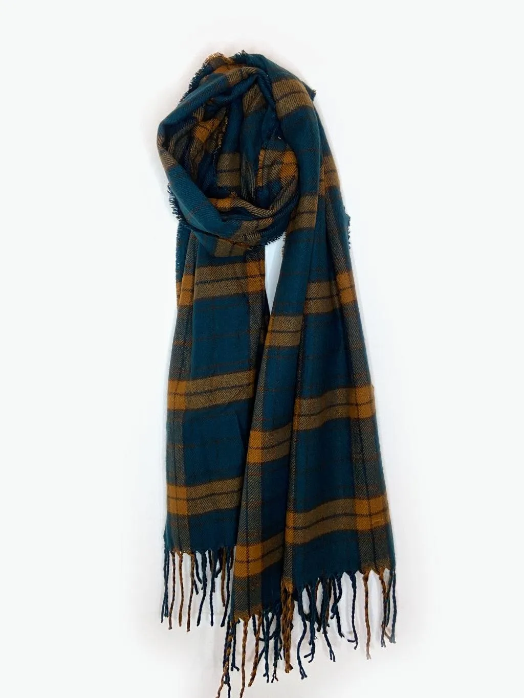 Chelsea Oversized Plaid Scarf - Teal & Rust