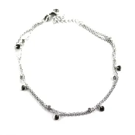 Circle & CZ silver anklet