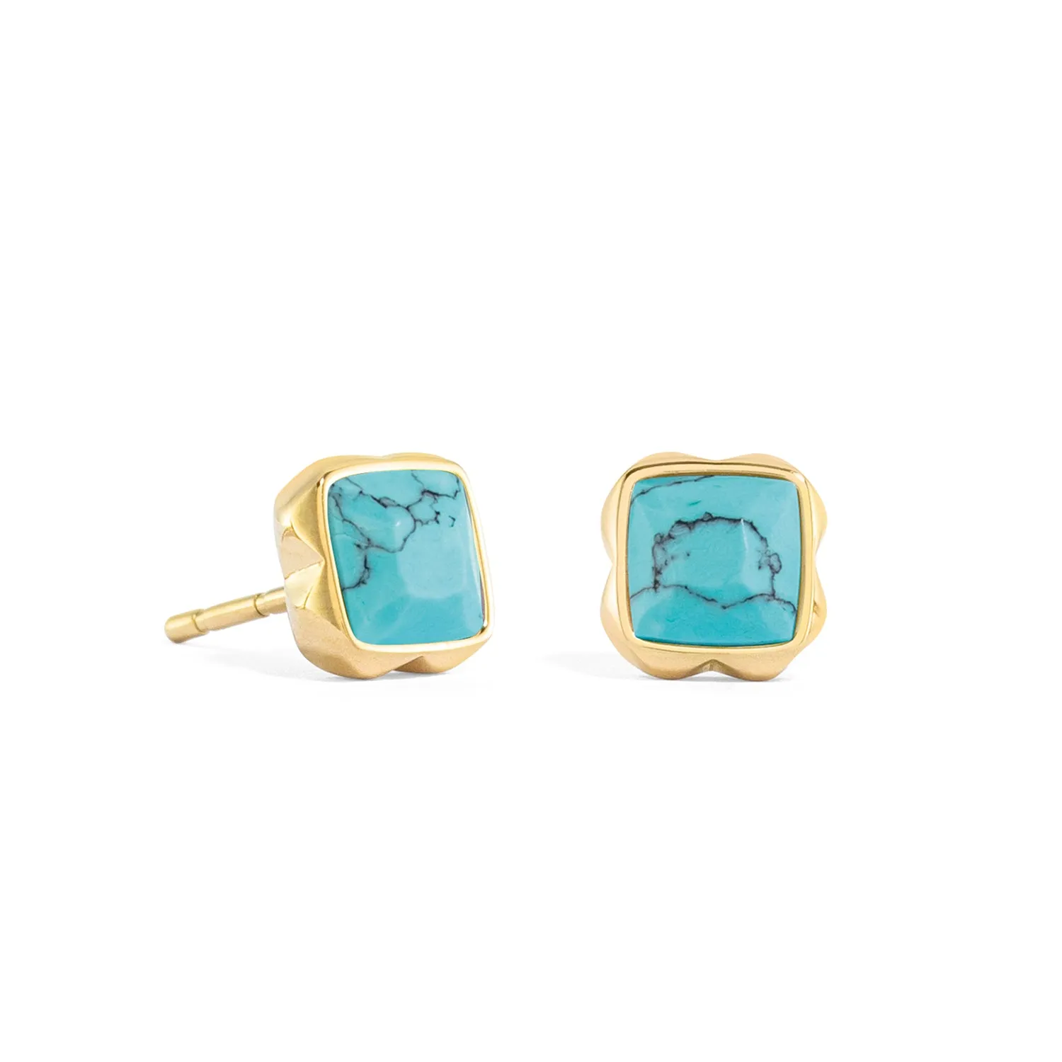 Coeur De Lion December Birthstone Gold Turquoise Stud Earrings