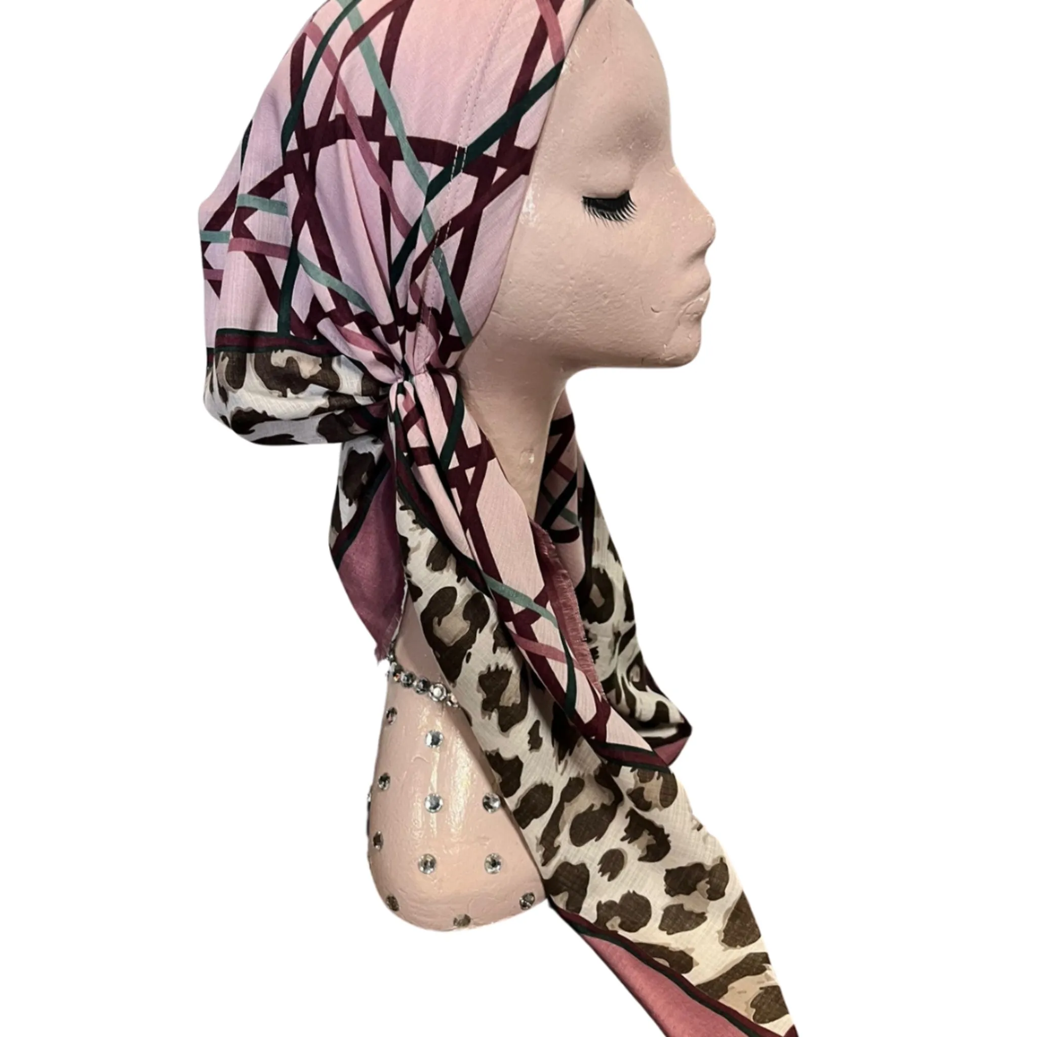 Criss Cross Leopard Headscarf by Itsyounique