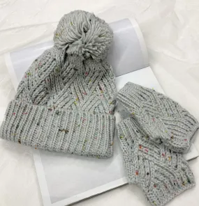 Crochet Knit Beanie and Mitt Set