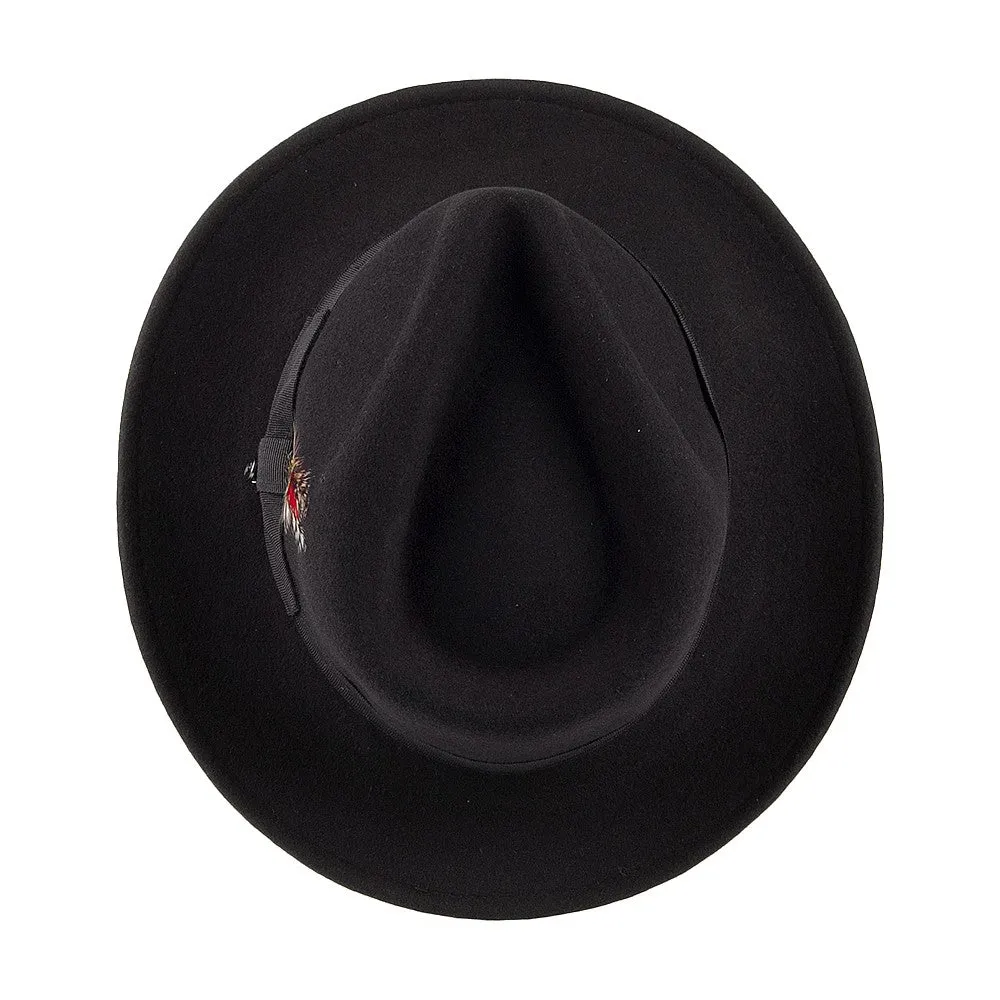 Crushable C-Crown Wool Felt Fedora Hat - Black