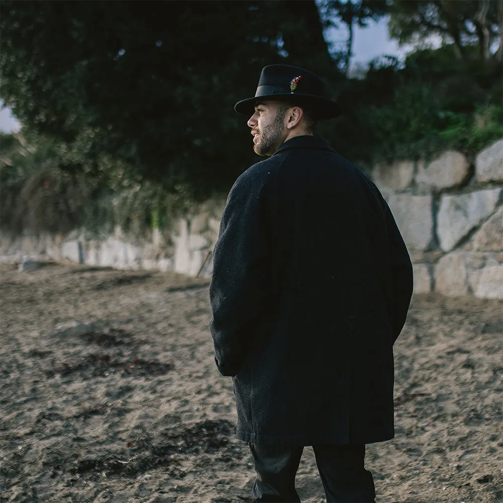 Crushable C-Crown Wool Felt Fedora Hat - Black