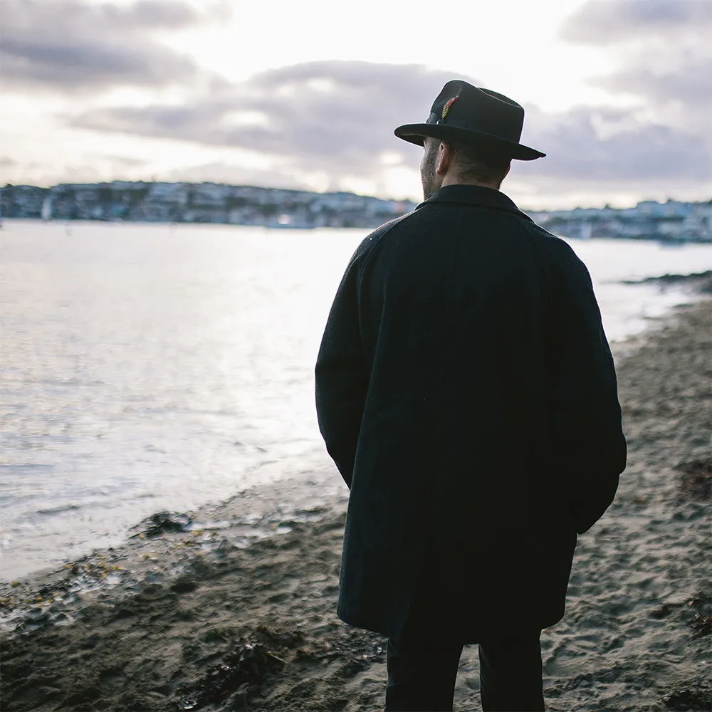 Crushable C-Crown Wool Felt Fedora Hat - Black