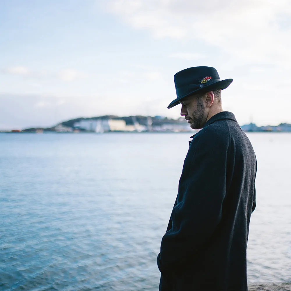 Crushable C-Crown Wool Felt Fedora Hat - Black