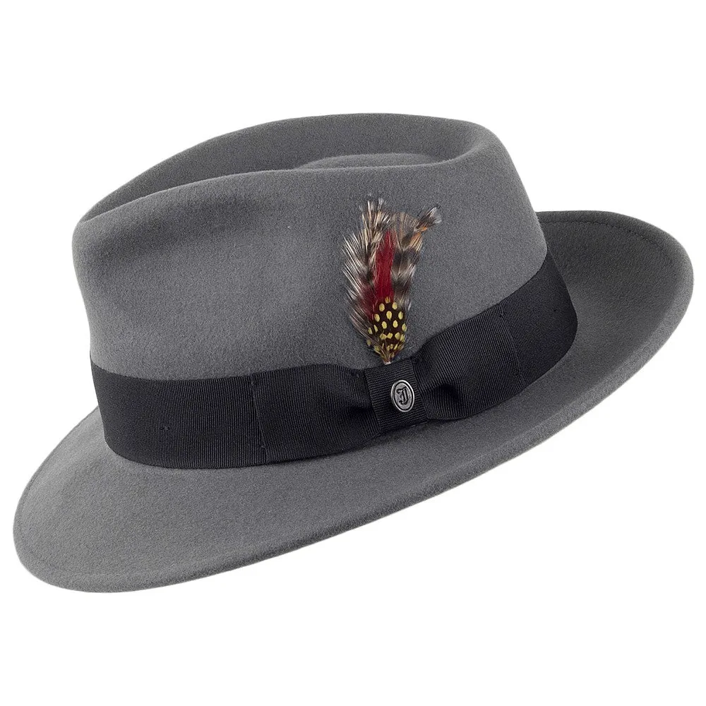 Crushable C-Crown Wool Felt Fedora Hat - Grey