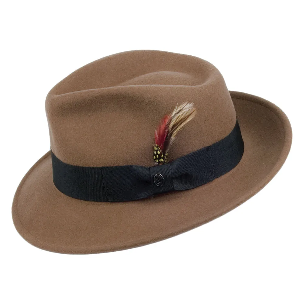 Crushable C-Crown Wool Felt Fedora Hat - Pecan