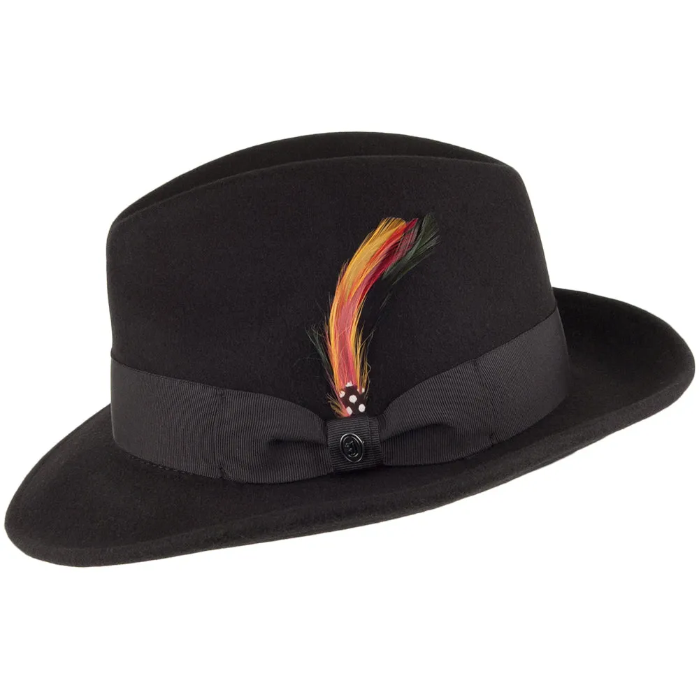 Crushable Pinch Crown Fedora - Black