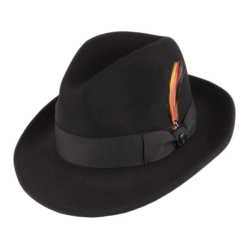 Crushable Pinch Crown Fedora - Black