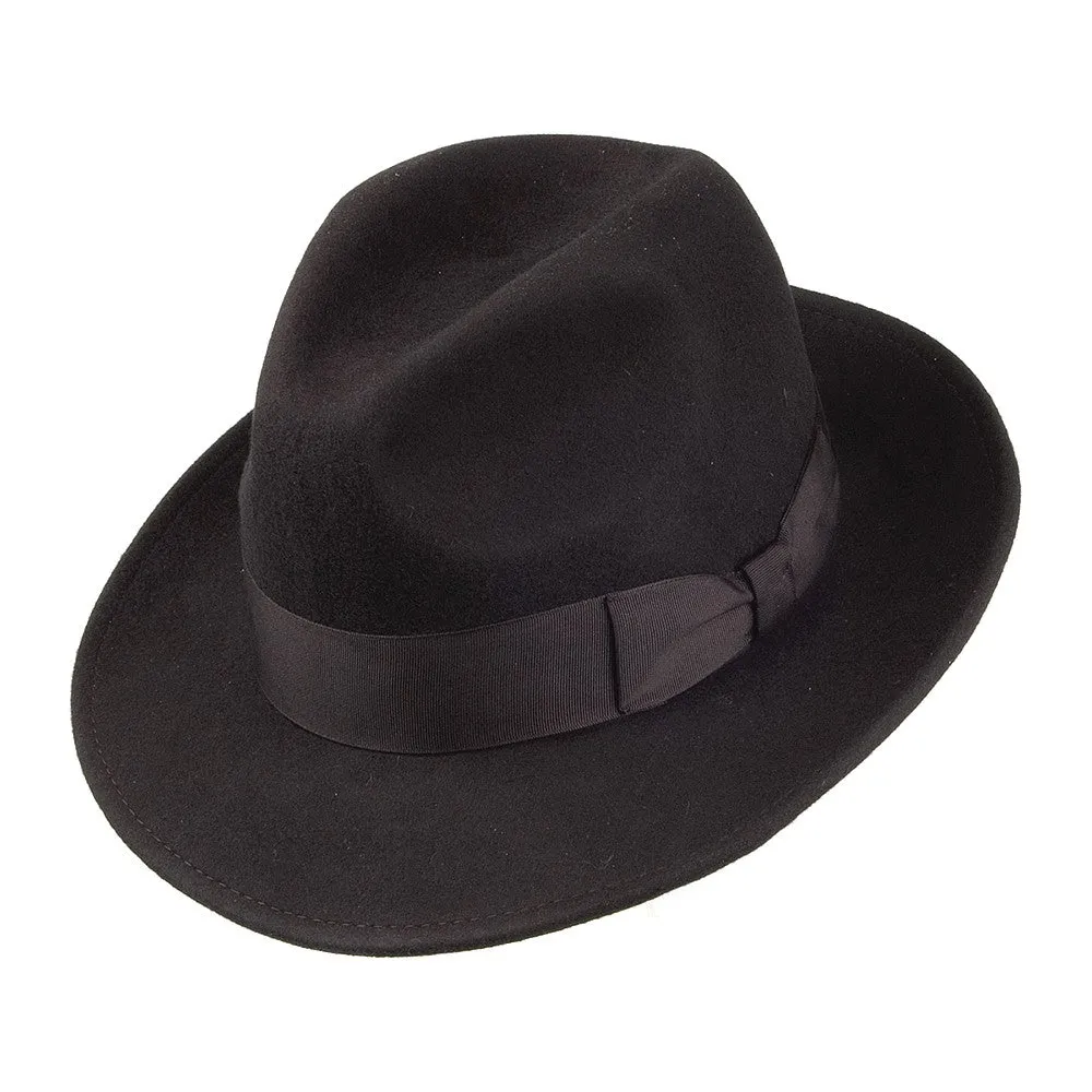 Crushable Pinch Crown Fedora - Black