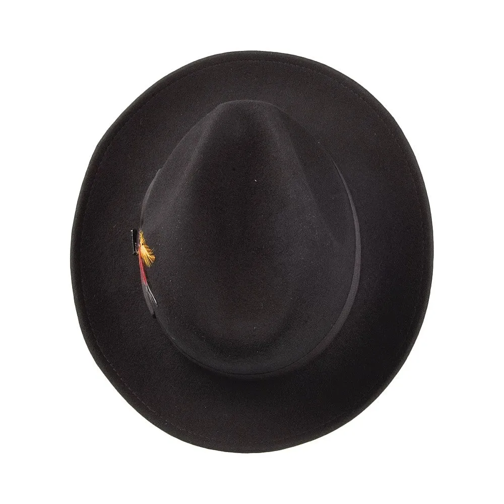 Crushable Pinch Crown Fedora - Black