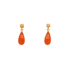 Cube Carnelian 24K Fair Trade Gold Vermeil Earrings