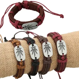 Dank Master Weed Leaf Leather Bracelet