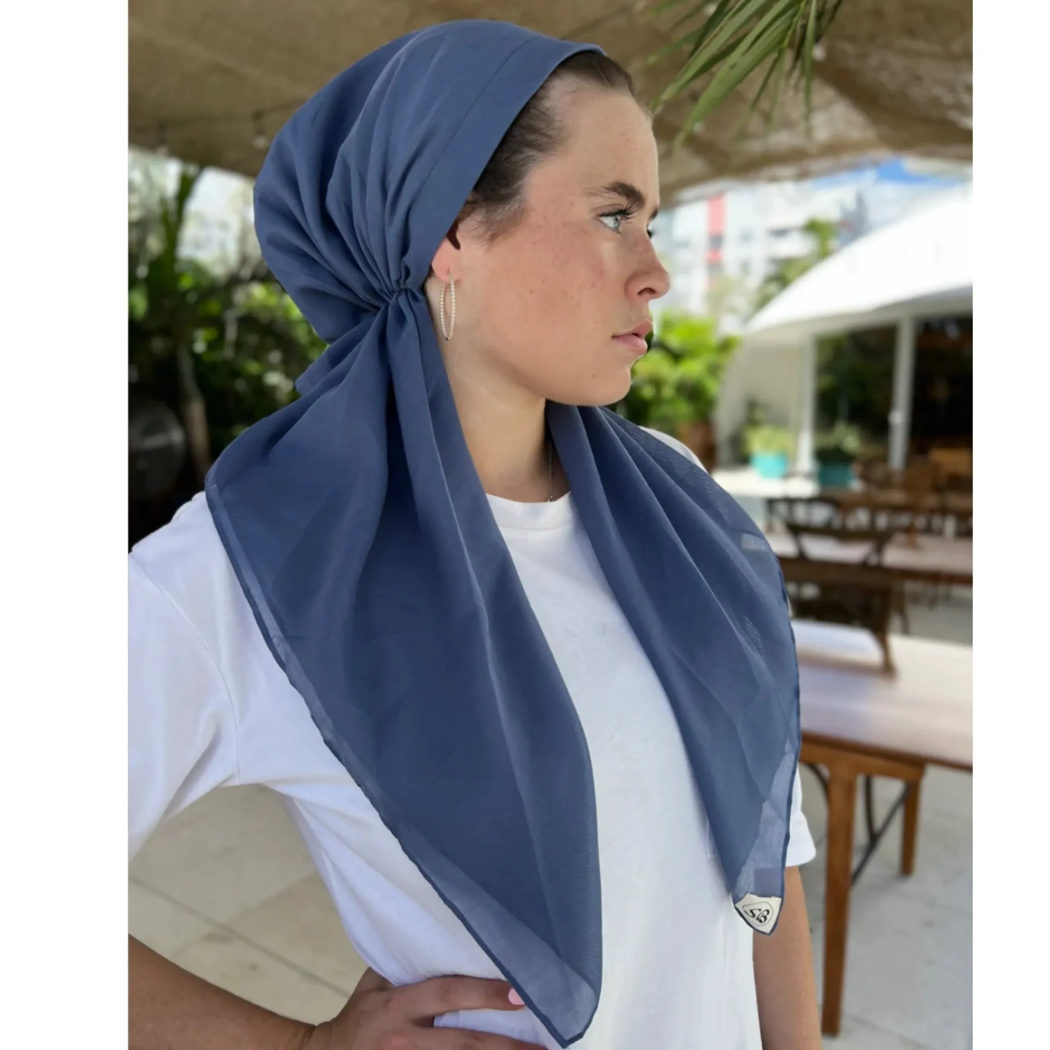 Denim Blue Classic Pre-tied SB Headscarf