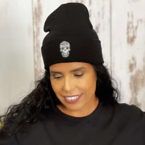 Dia De Los Muertos Beanie | Sugar Skull Cuffed Beanie