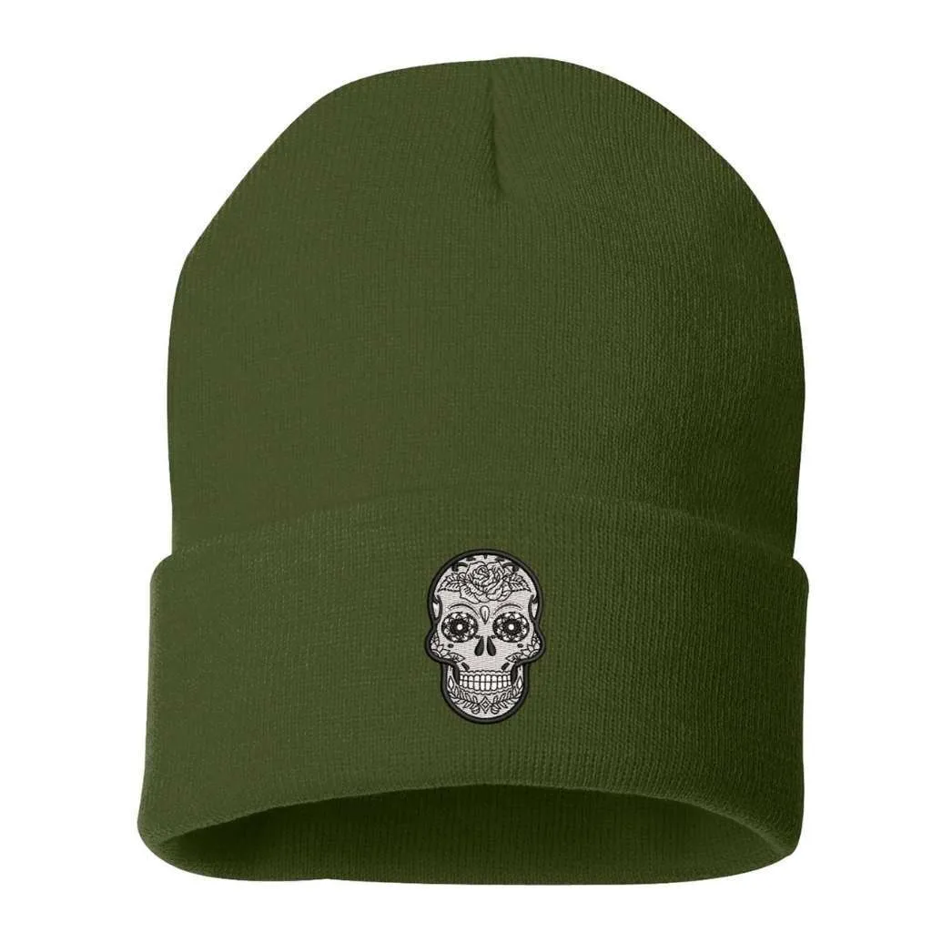 Dia De Los Muertos Beanie | Sugar Skull Cuffed Beanie