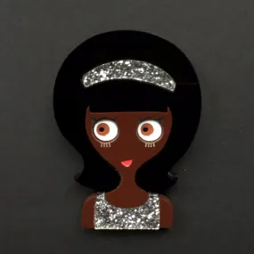 DONNA Acrylic Brooch, glitter dress and headband ready to party!