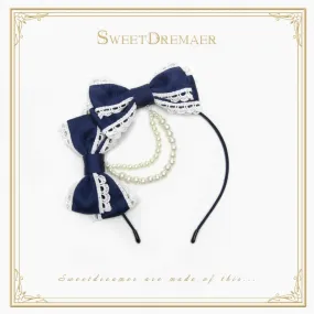 Double Bow Pearl Chain Headband