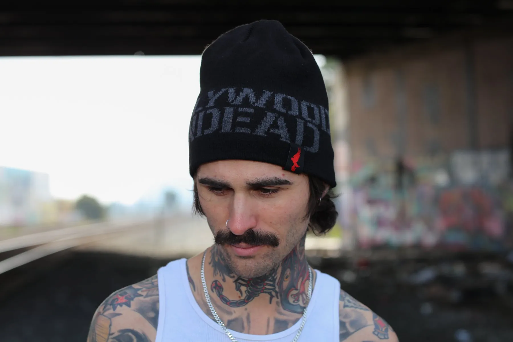 Dove & Grenade Logo Skelly Beanie (Black)