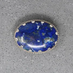 Dramatic Lapis Lazuli Brooch in 950 Silver