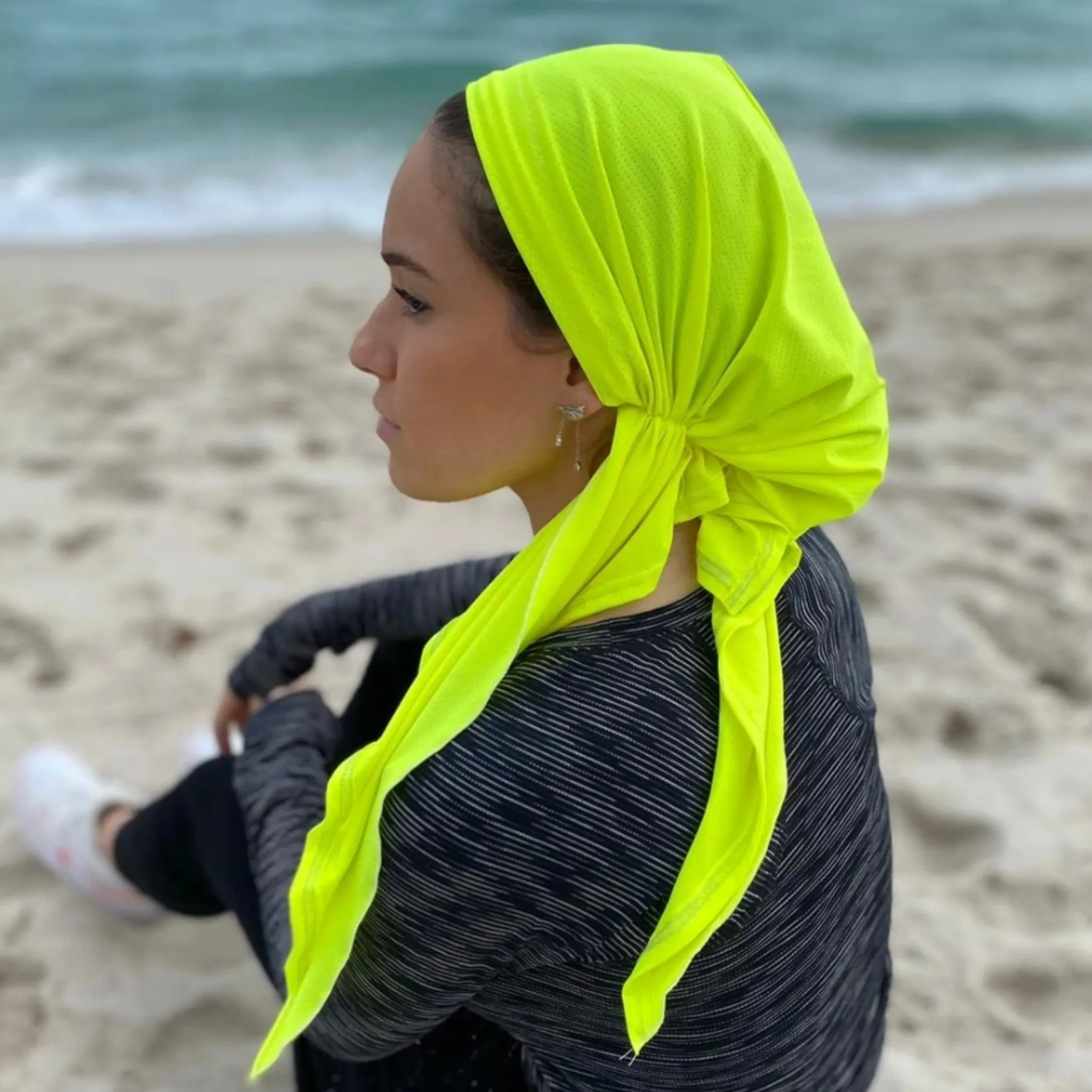 Neon Yellow Dri-Fit SB Headscarf: Available in Open and Pre-Tied Styles