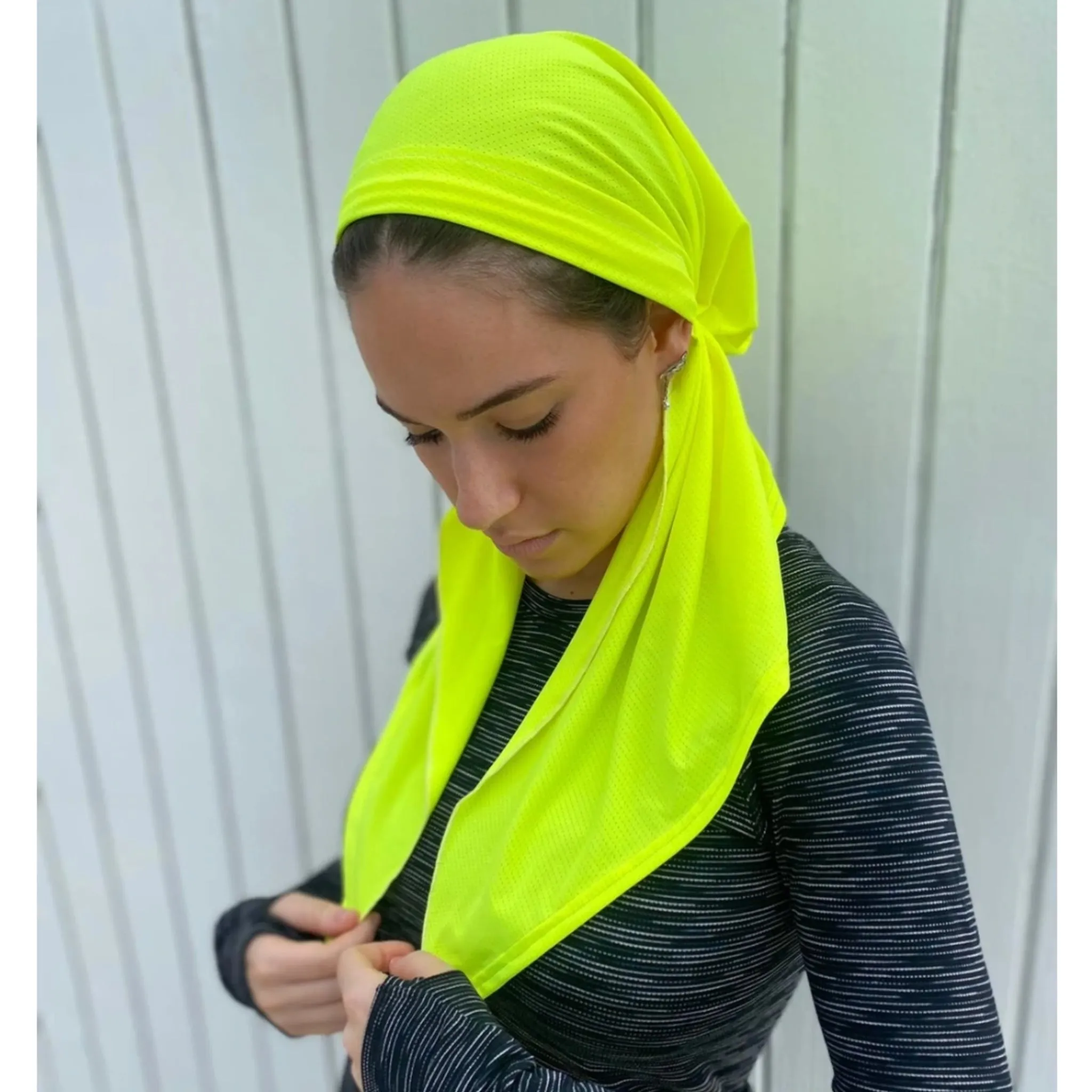 Neon Yellow Dri-Fit SB Headscarf: Available in Open and Pre-Tied Styles