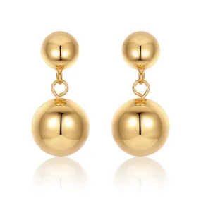 Dual Gold Balls Drop Earrings