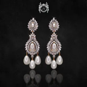 Earrings in Pearls and Zircons