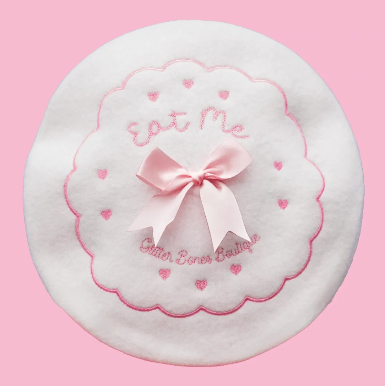 Eat Me Biscuit Beret White