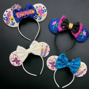 Encanto Inspired Mouse Ears Headband with Sequin Bow – Brand New!