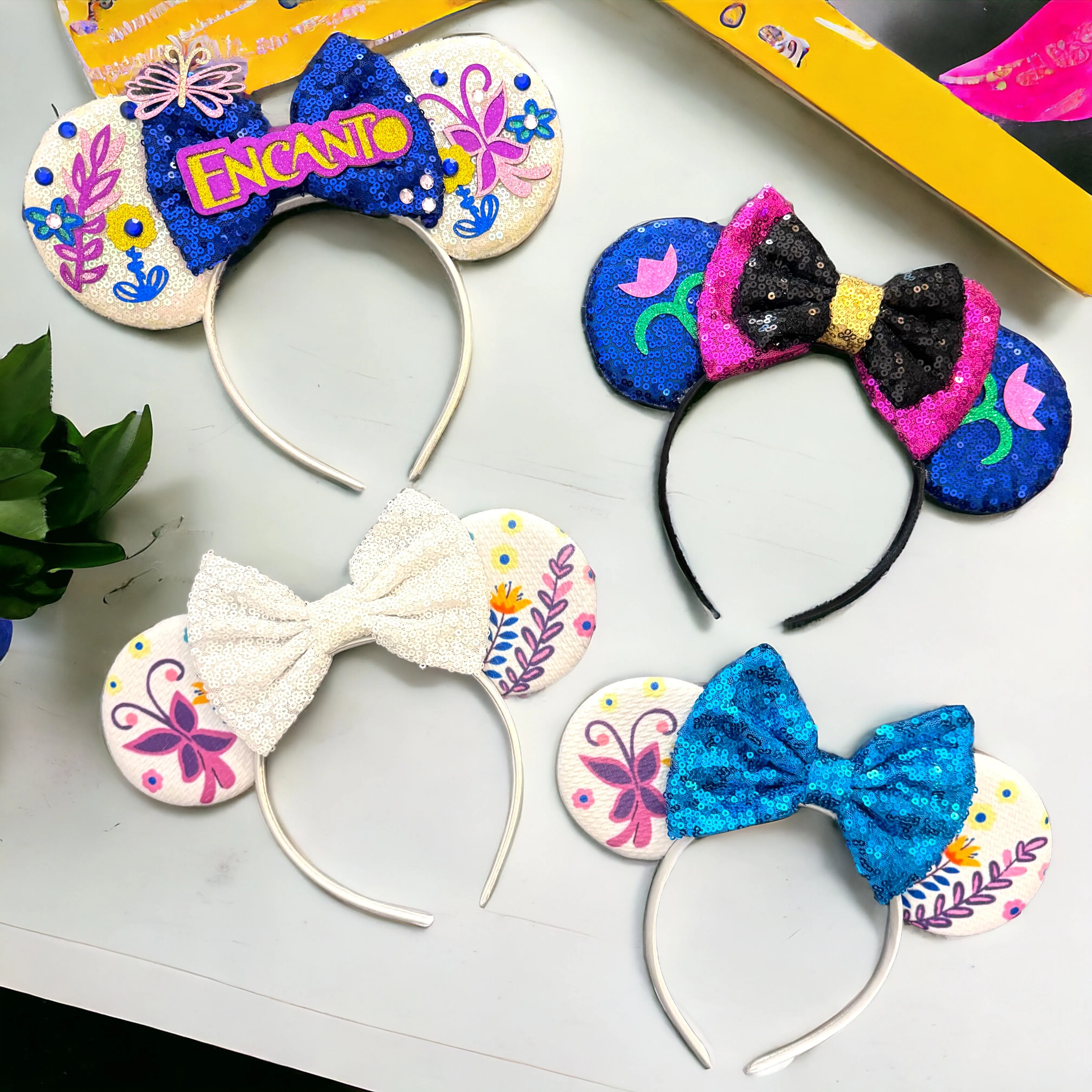 Encanto Inspired Mouse Ears Headband with Sequin Bow – Brand New!