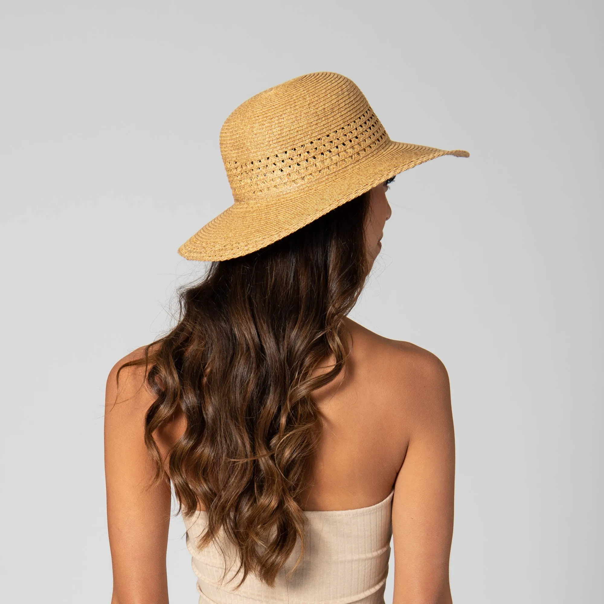 Everyday Sun Hat - Women's Sun Hat W/ Open Weave Stripes