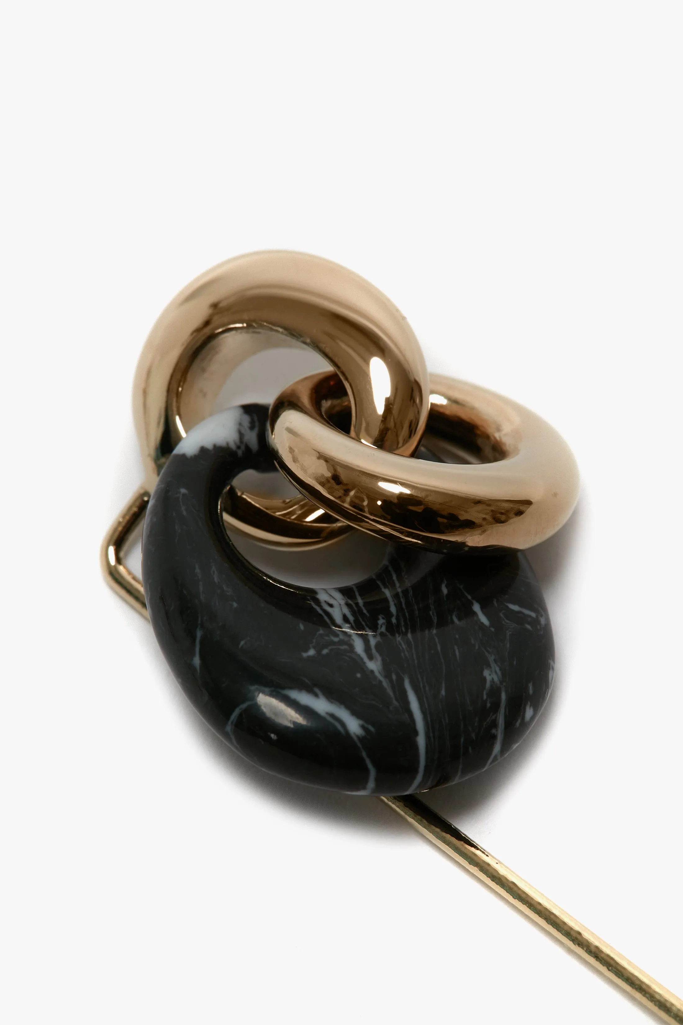 Exclusive Resin Charm Brooch In Light Gold-Black