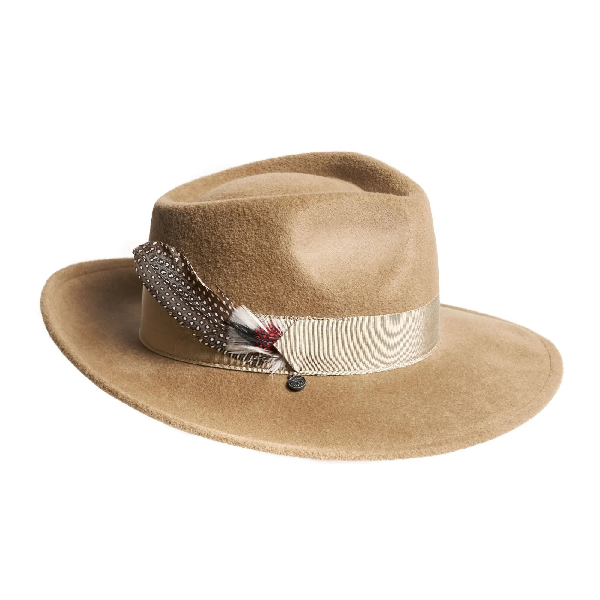 FEDINA - LARGE FUR FELT FEDORA WITH FEATHER