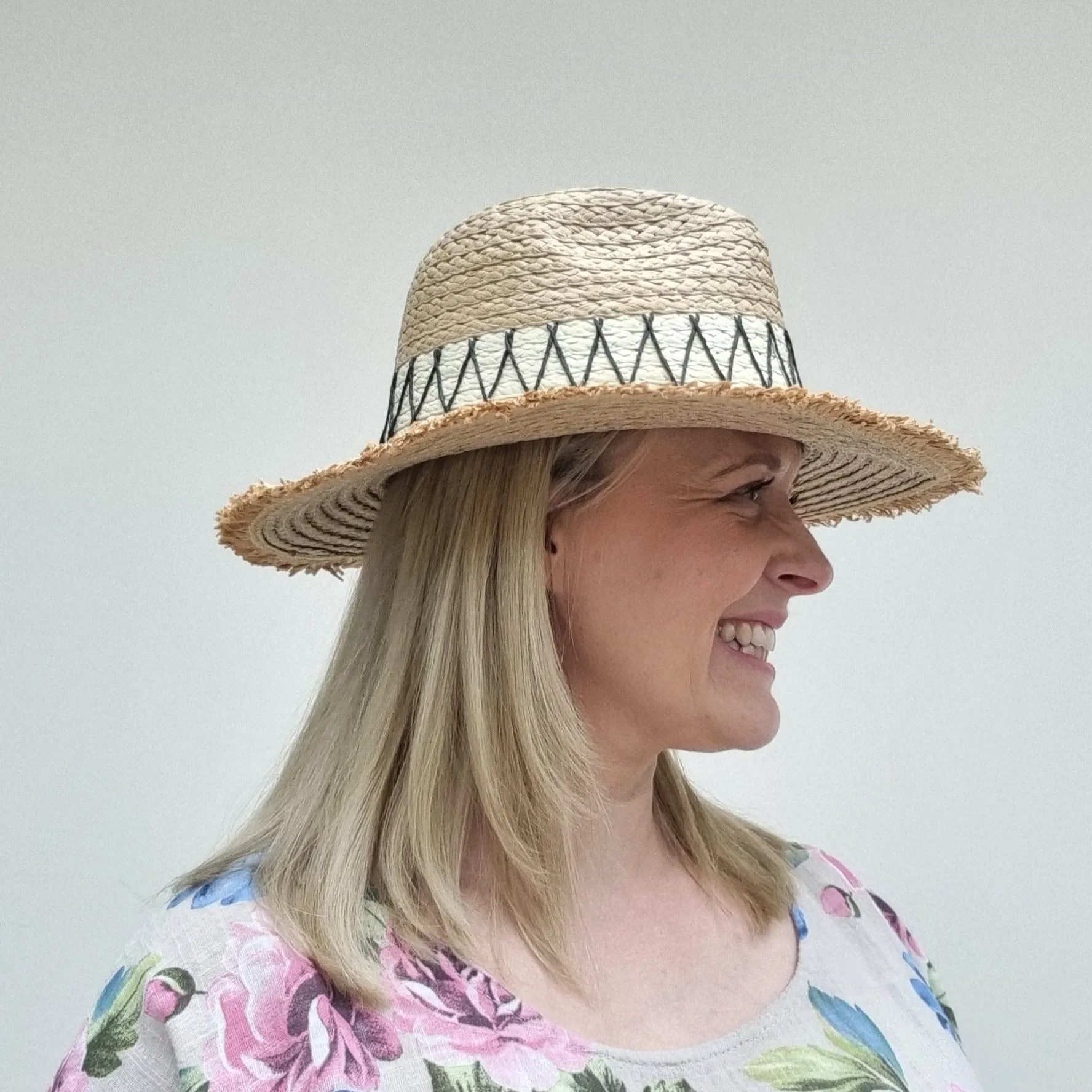 Fedora Sun Hat with frayed edge