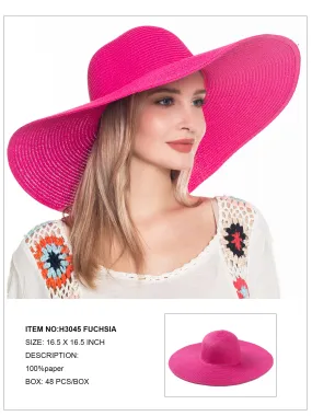 Floppy Foldable Beach Sun Hat-Fuchsia