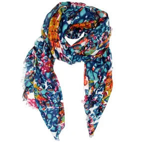 Floral Print Scarf - Blue