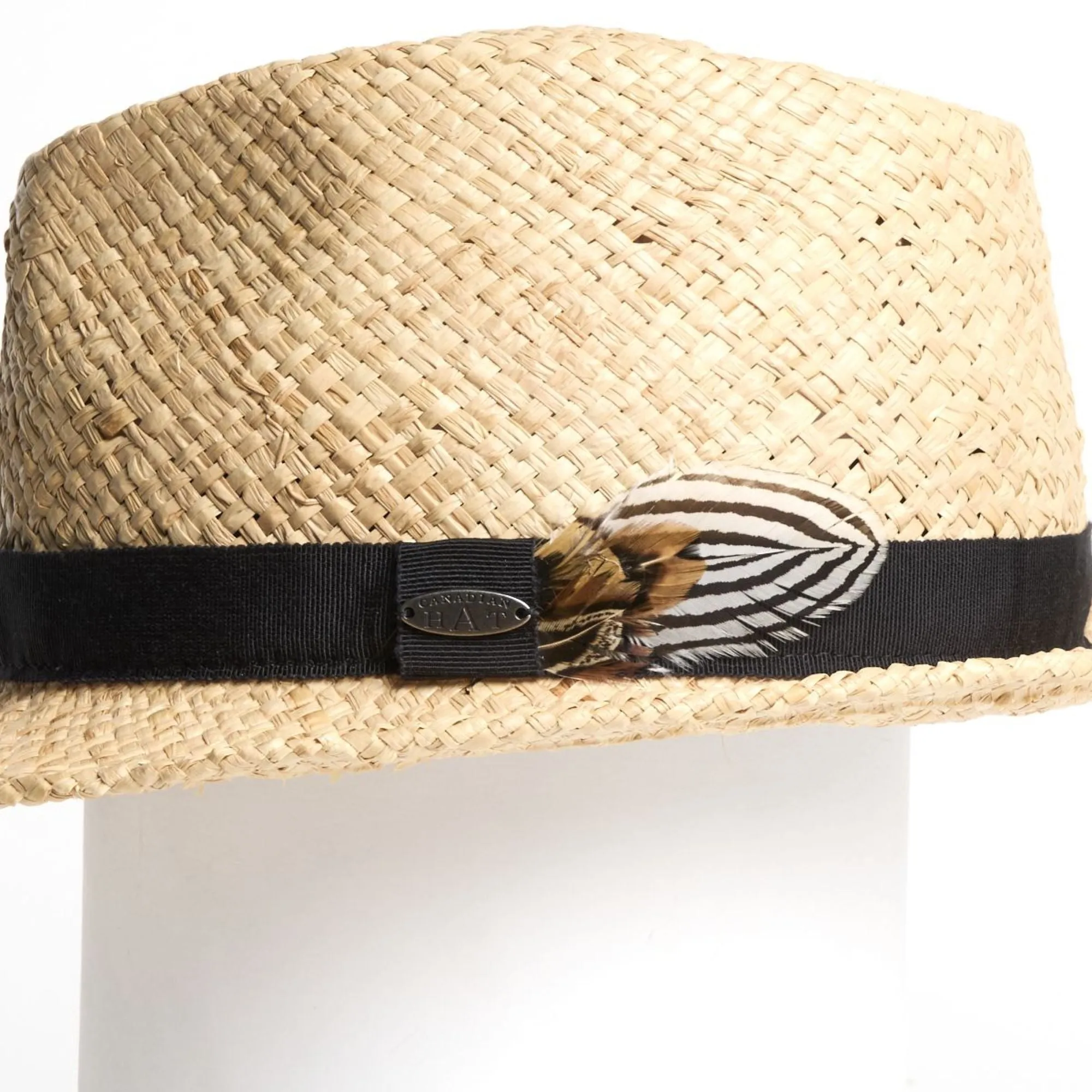 Floreal Fedora Hat in Raffia with Feather Detail