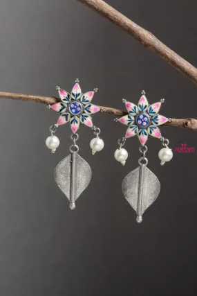 Flower Leaf Drop Earrings