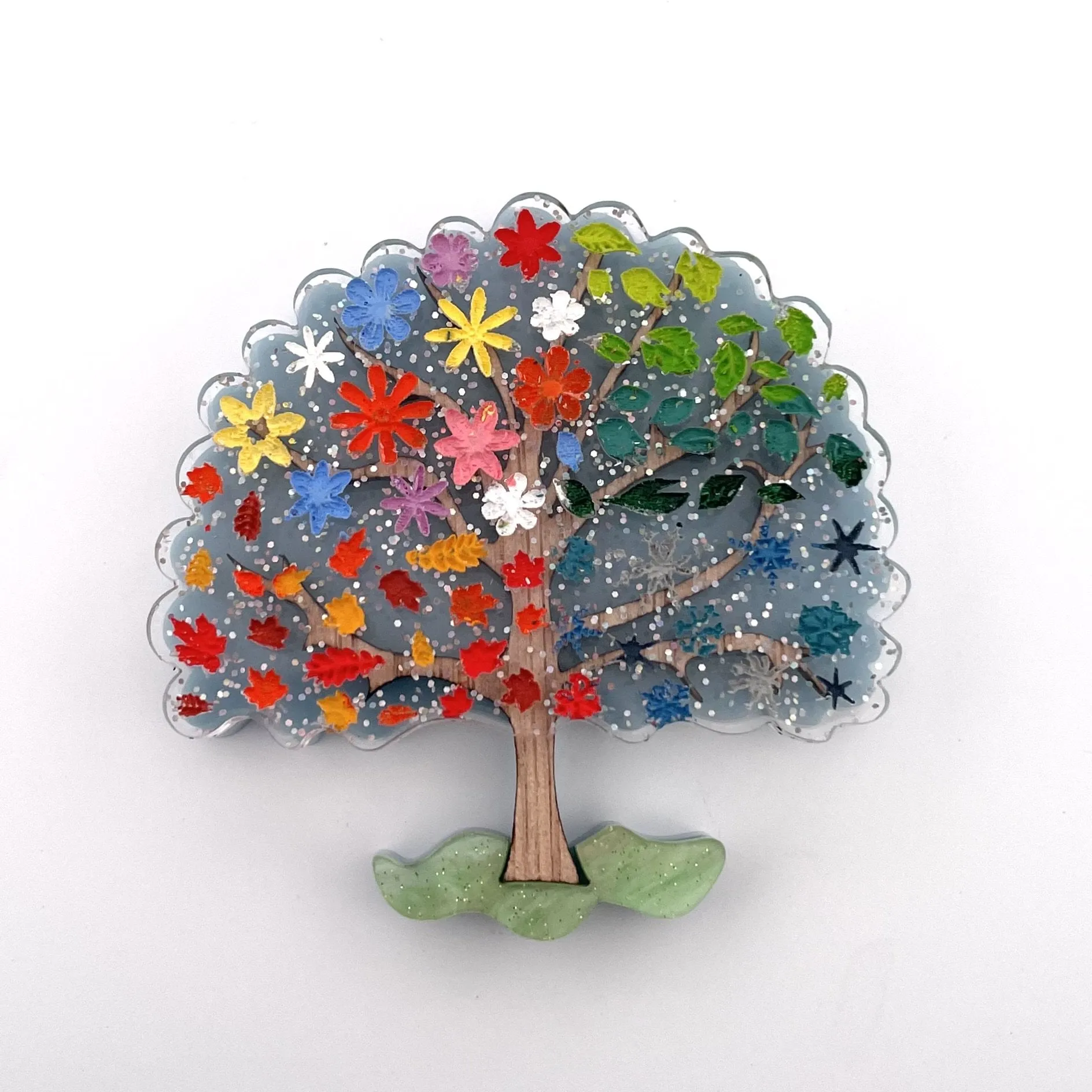 Four seasons in one day tree - Brooch - Set of 4