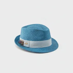 FÉPIN - COLORBLOCK SHORT FEDORA WITH FEATHER