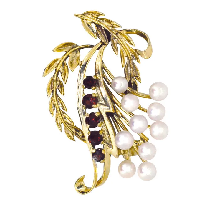 Garnet & Pearl Brooch