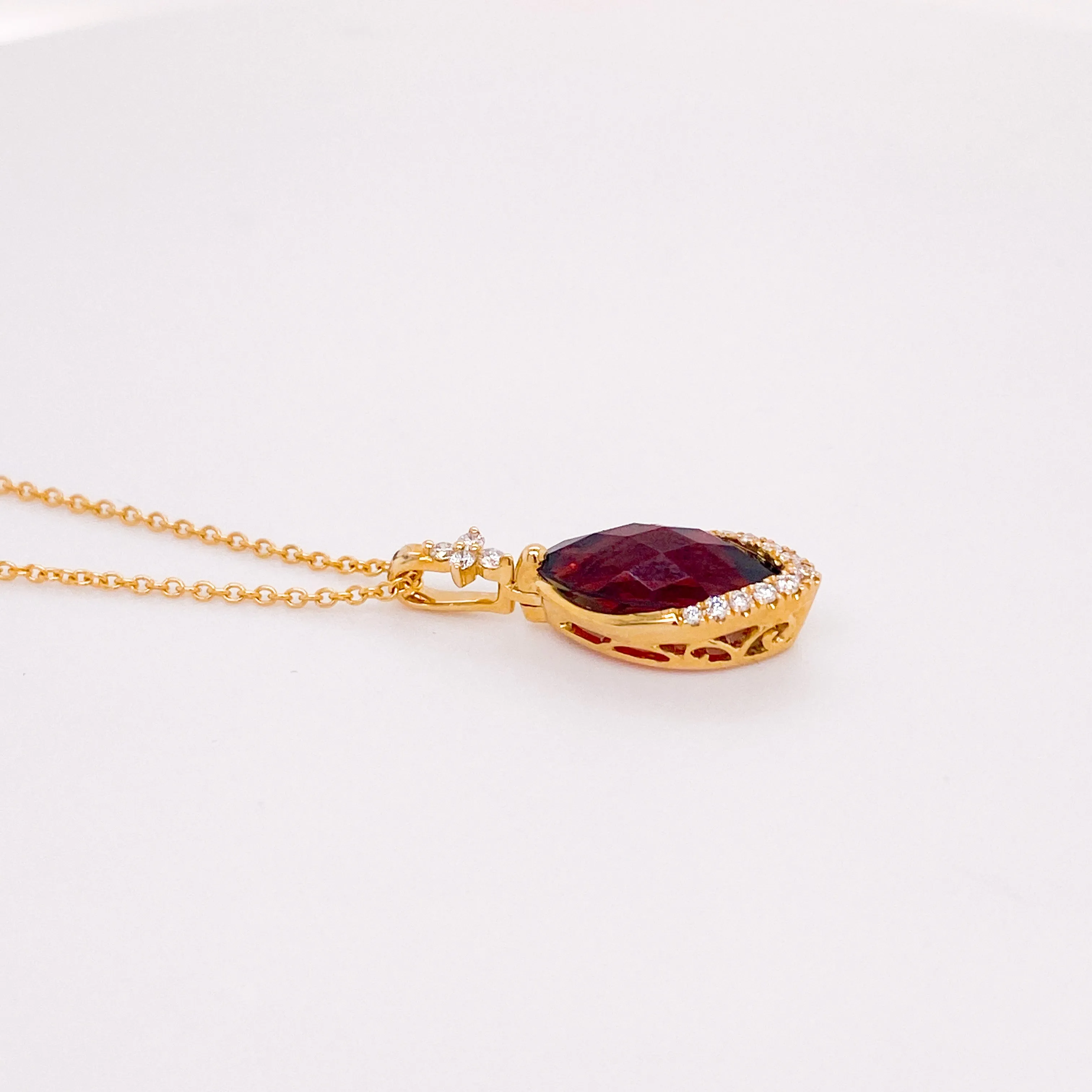 Garnet Marquise & Diamond Pendant