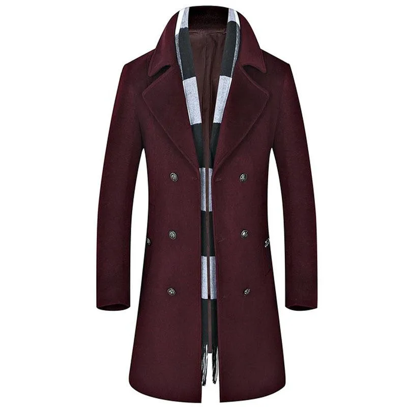 Gentlemen Scarf Premium Wool Coat #002