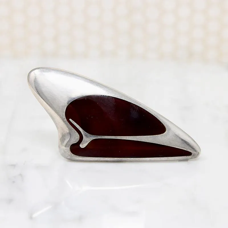 Georg Jensen Sterling & Mahogany Enamel Brooch Design 314