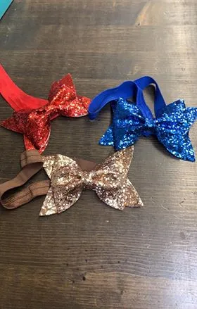 Girls Glitter Headband Bow (Multiple Colors)