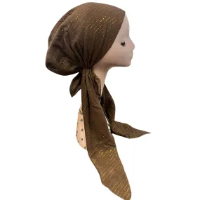 Gold Lurex Thread Cotton Pre-tied Headscarf by SG