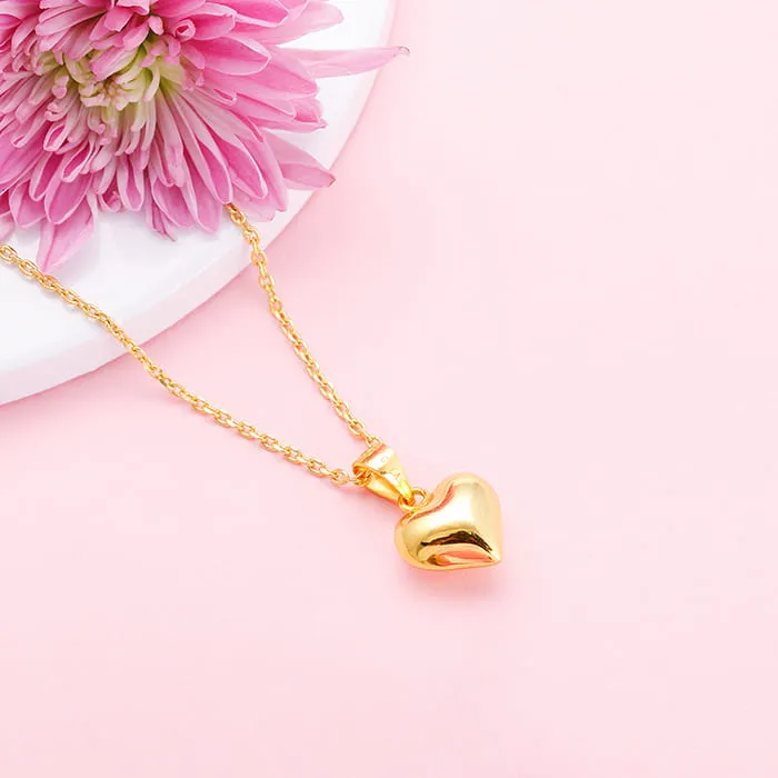 Golden Classic Heart Pendant with Link Chain