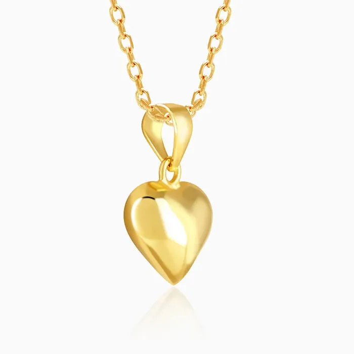 Golden Classic Heart Pendant with Link Chain